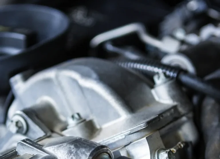 Close-up of a diesel truck engine during maintenance